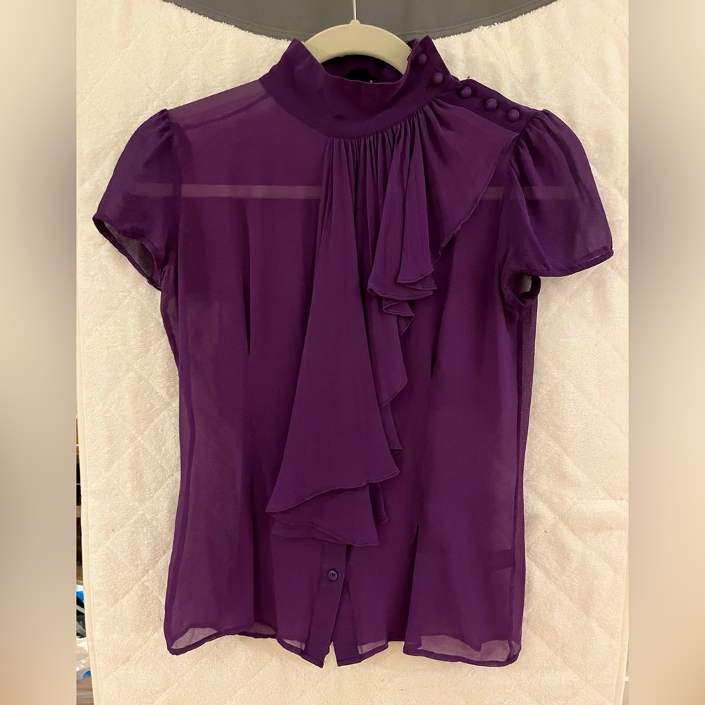 Club Monaco Purple Silk Sheer Blouse